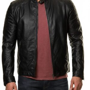 PDW Men’s Vintage Black Lambskin Biker Jacket