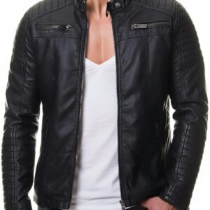 PDW Men’s Black Real Lambskin Leather Biker Jacket